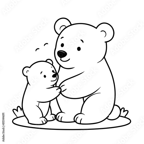 Cute vector illustration Polarbear hand drawn for kids coloring page