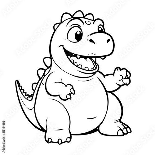 Vector illustration of a cute Dino drawing for toddlers colouring page