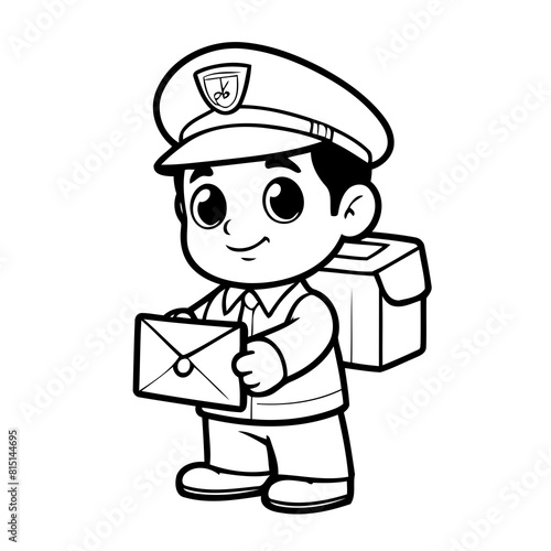 Simple vector illustration of MailmanOld drawing for toddlers coloring activity