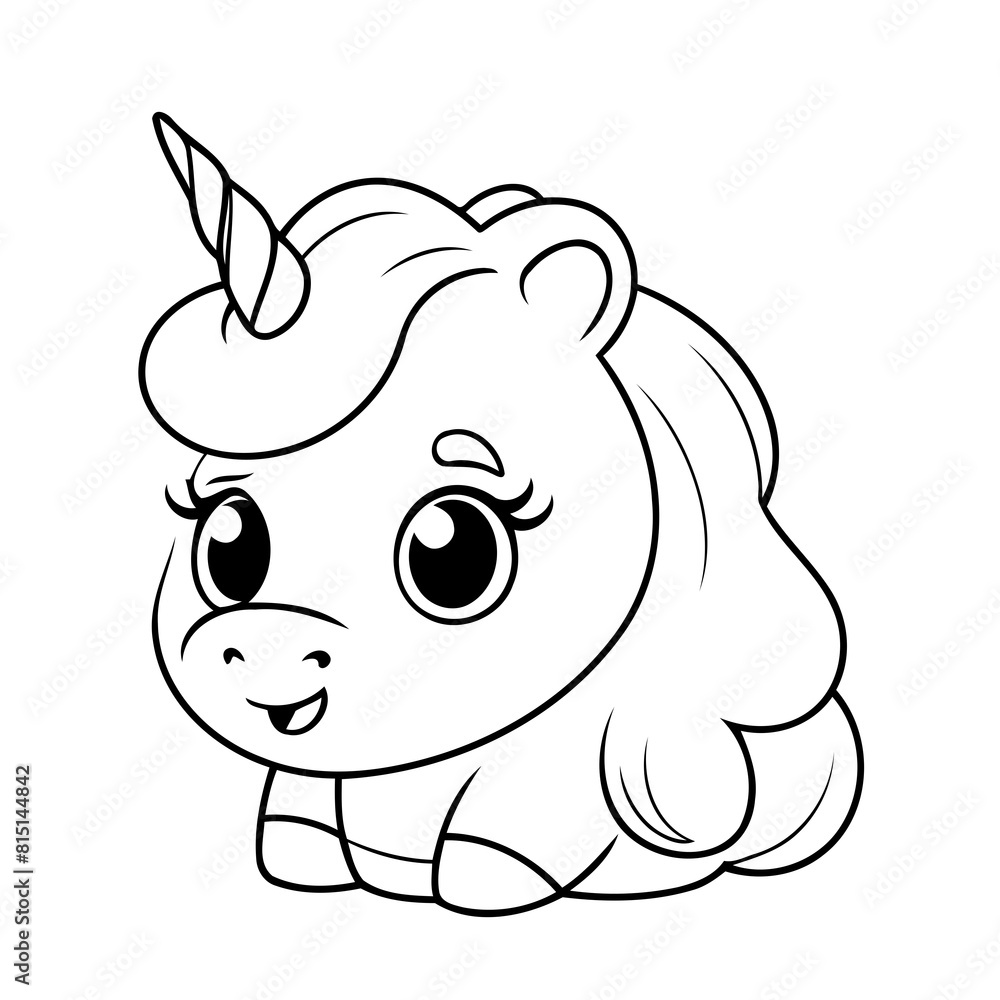 Vector illustration of a cute Unicorn drawing for kids page Vector illustration of a cute Unicorn drawing for kids page