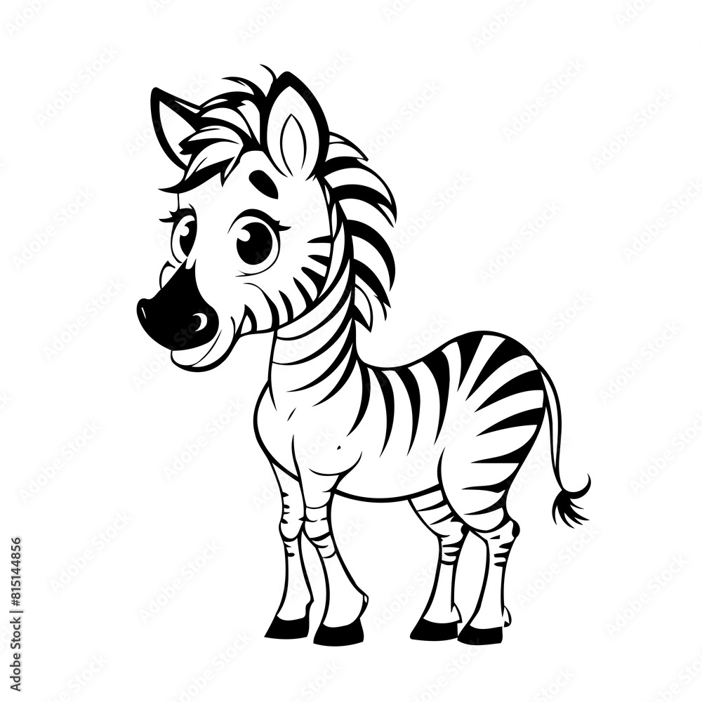 Vector illustration of a cute Zebra doodle for toddlers worksheet