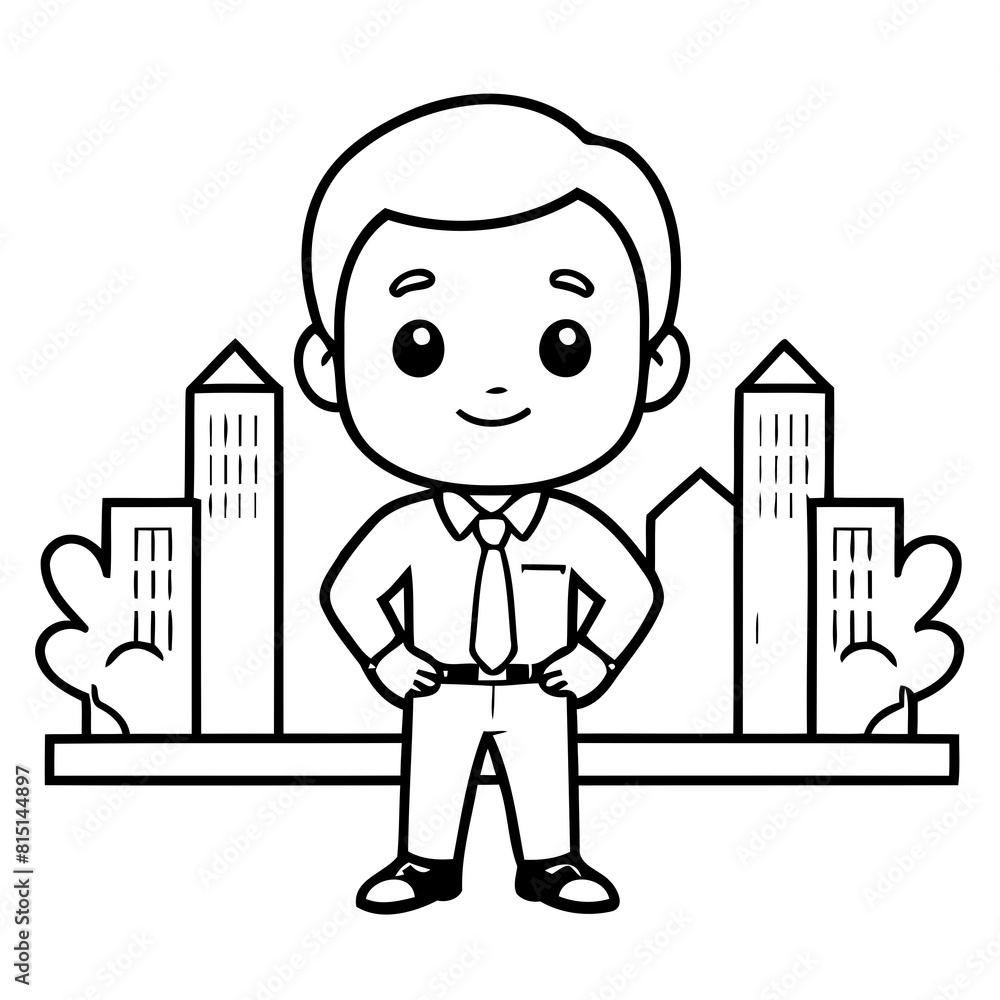 Simple vector illustration of Businessman hand drawn for kids coloring page Simple vector illustration of Businessman hand drawn for kids coloring page