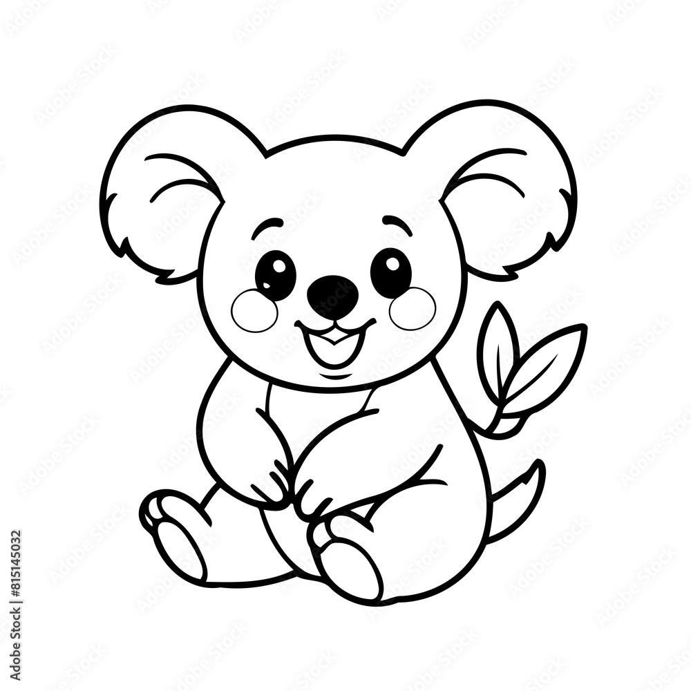 Fototapeta premium Vector illustration of a cute Koala doodle for toddlers colouring page