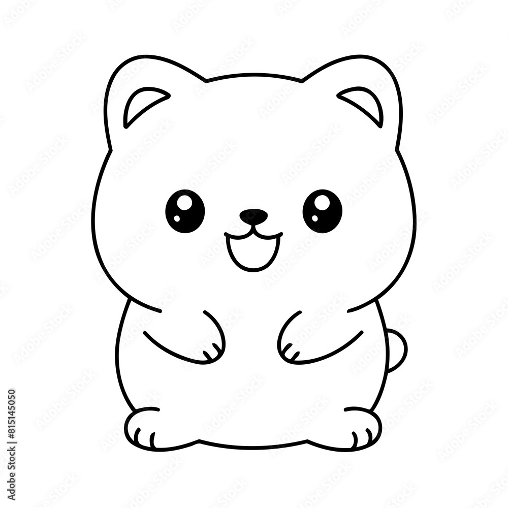 Fototapeta premium Simple vector illustration of Kawaii hand drawn for kids coloring page