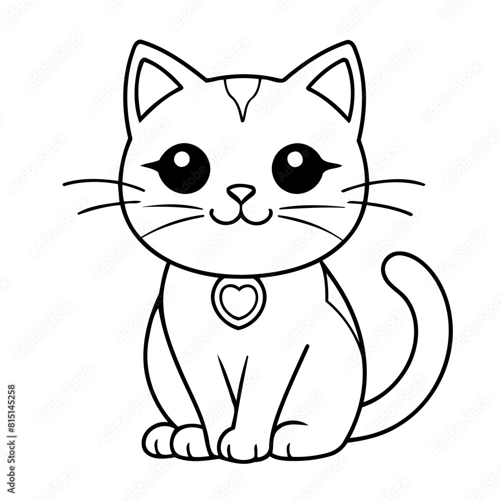 Vector illustration of a cute CreepyCat doodle for kids coloring worksheet Vector illustration of a cute CreepyCat doodle for kids coloring worksheet