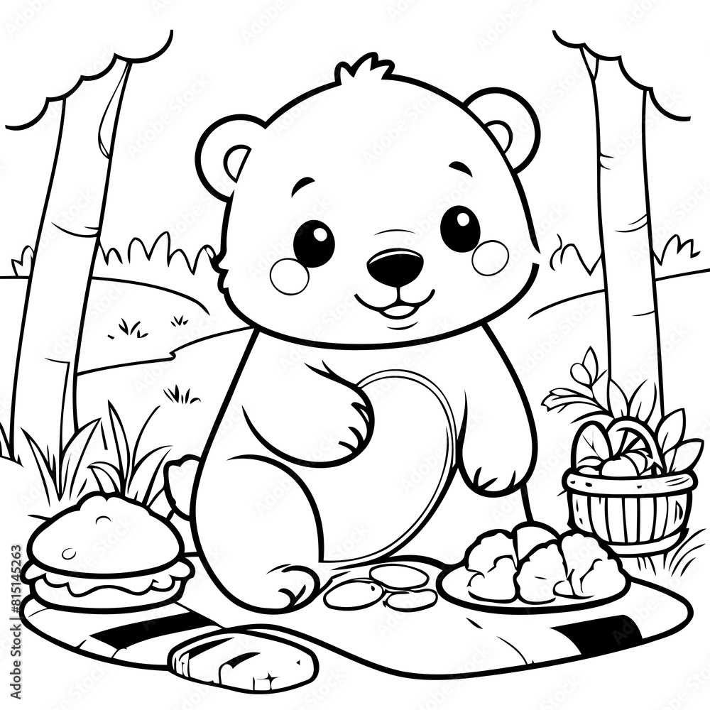 Obraz premium Cute vector illustration Bear hand drawn for toddlers