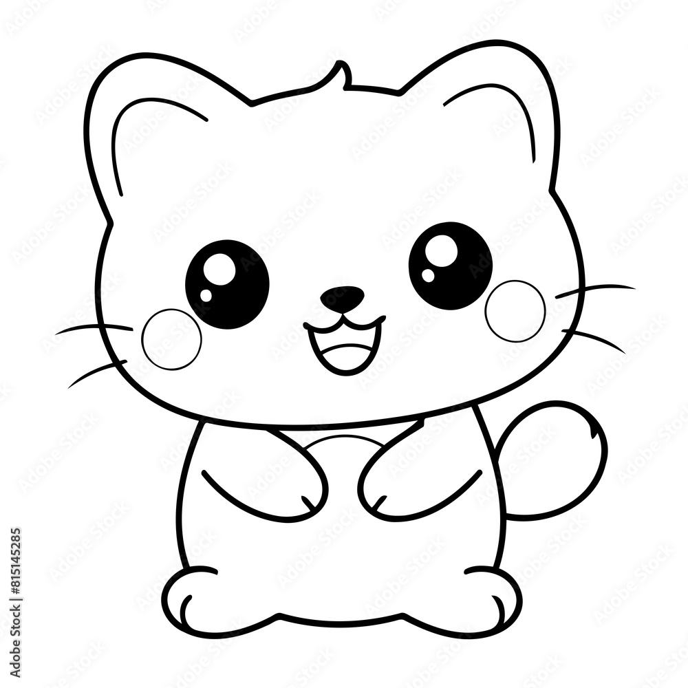 Cute vector illustration Kawaii doodle colouring activity for kids Cute vector illustration Kawaii doodle colouring activity for kids