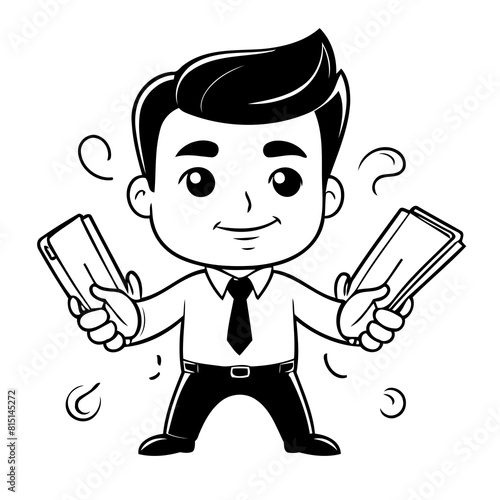 Cute vector illustration Businessman for kids coloring activity page