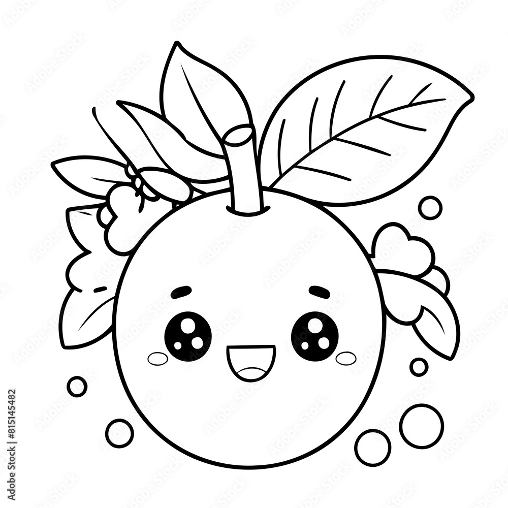 Obraz premium Simple vector illustration of Kawaii hand drawn for kids coloring page