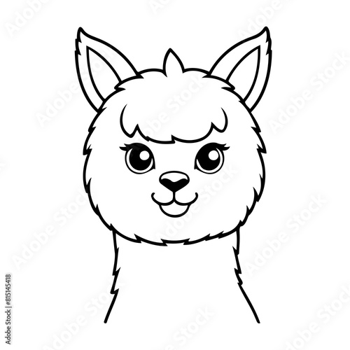 Vector illustration of a cute Alpaca doodle for kids coloring worksheet
