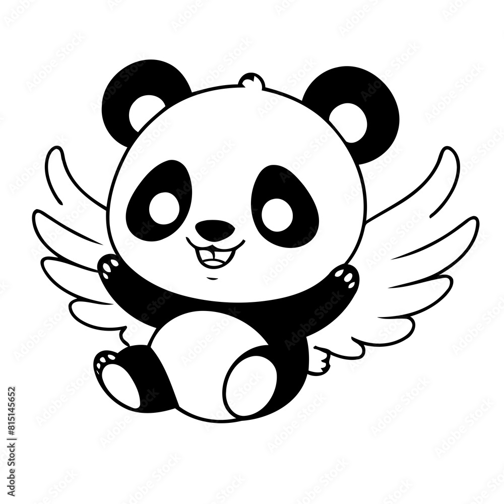 Vector illustration of a cute Panda doodle drawing for kids page Vector illustration of a cute Panda doodle drawing for kids page
