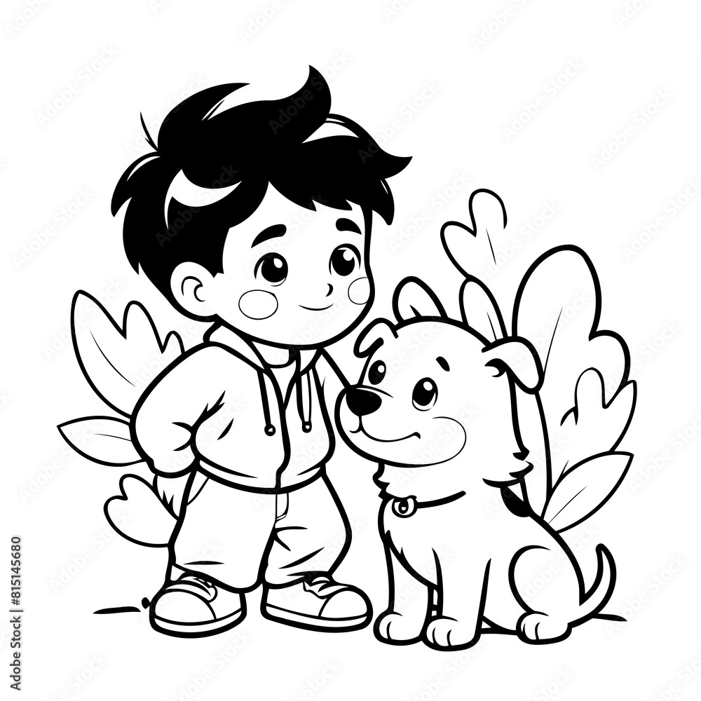 Obraz premium Vector illustration of a cute Boy drawing for kids page