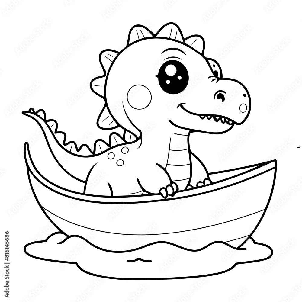 Fototapeta premium Cute vector illustration Dino drawing for children page
