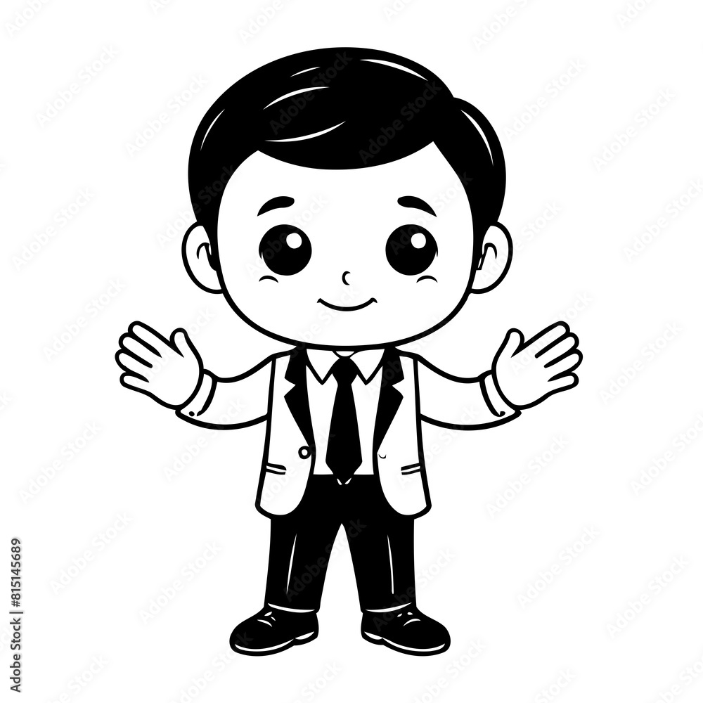 Cute vector illustration Businessman for kids colouring page Cute vector illustration Businessman for kids colouring page