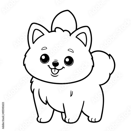 Cute vector illustration Pomerian colouring page for kids © meastudios