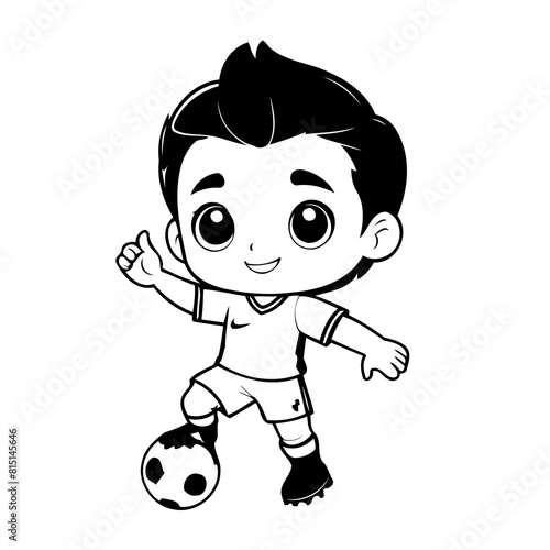 Vector illustration of a cute SoccerPlayer doodle for kids coloring worksheet