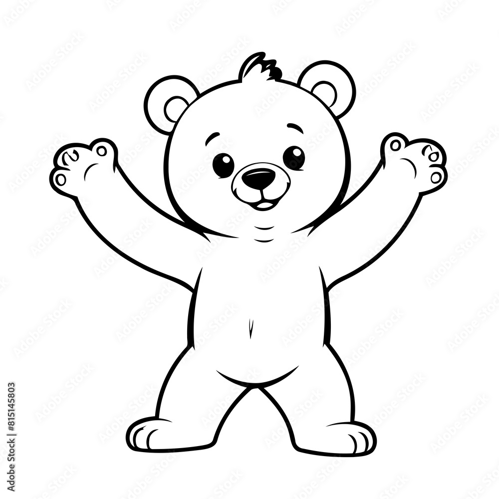 Fototapeta premium Vector illustration of a cute Bear doodle for toddlers colouring page