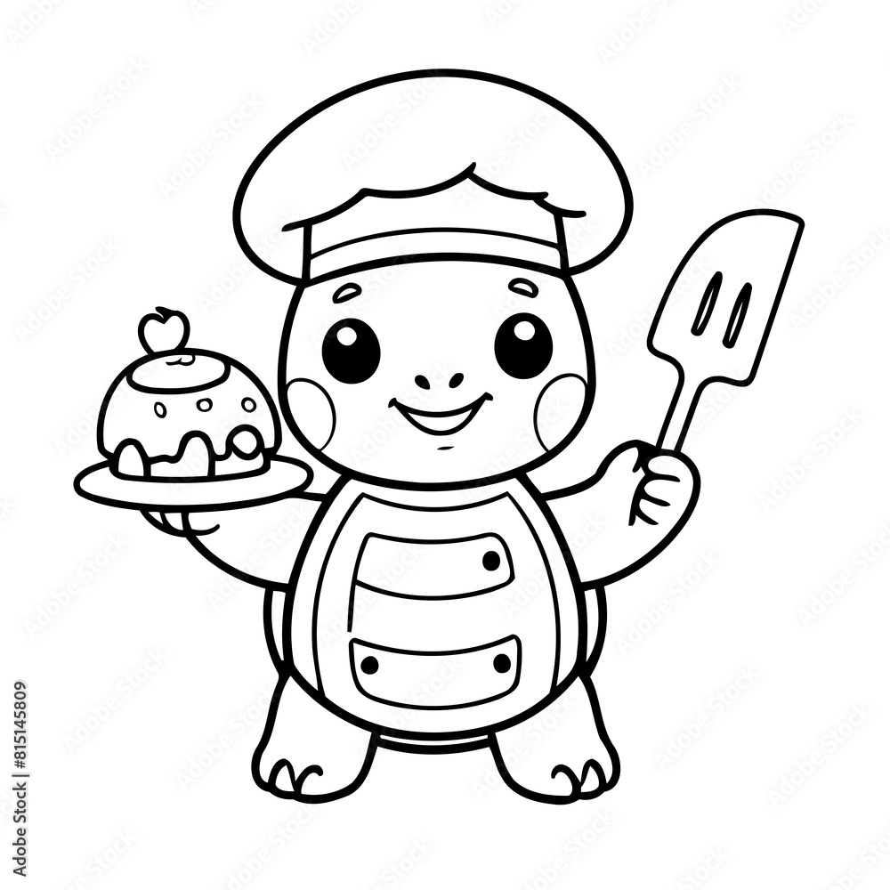 Vector illustration of a cute Turtle doodle for toddlers coloring activity Vector illustration of a cute Turtle doodle for toddlers coloring activity