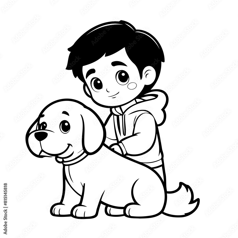 Cute vector illustration Boy for kids colouring page Cute vector illustration Boy for kids colouring page