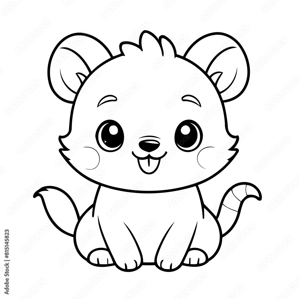 Simple vector illustration of Animal drawing colouring activity Simple vector illustration of Animal drawing colouring activity