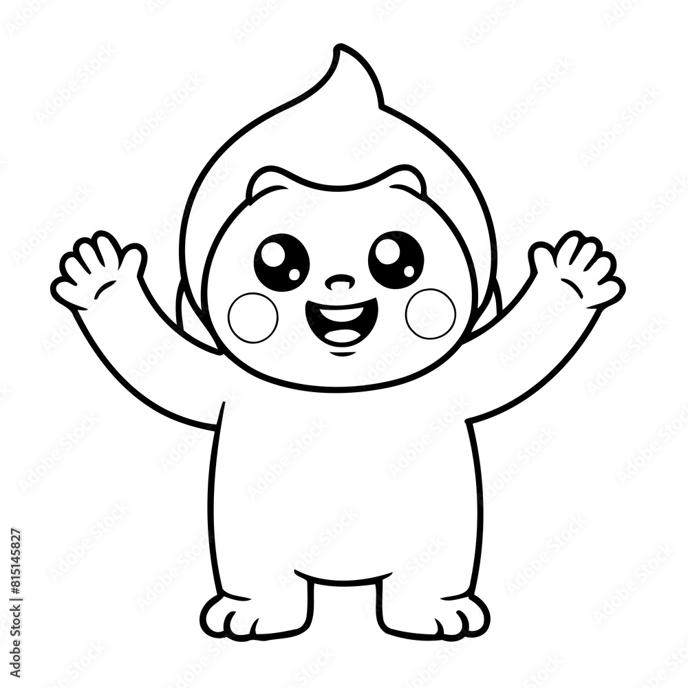 Fototapeta premium Cute vector illustration Yeti doodle colouring activity for kids
