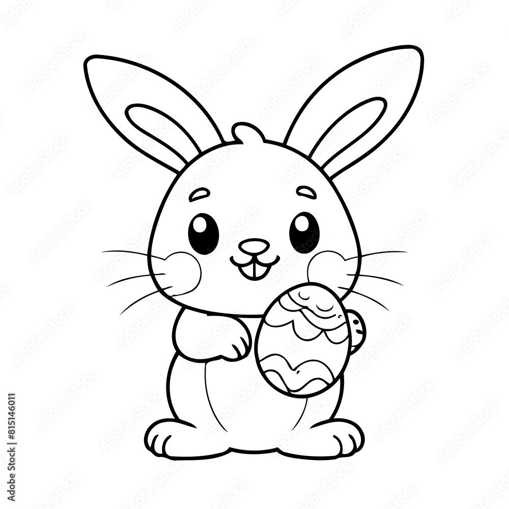 Fototapeta premium Cute vector illustration Bunny drawing colouring activity