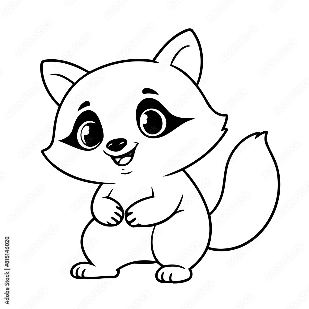 Cute vector illustration Raccoon doodle for kids colouring page Cute vector illustration Raccoon doodle for kids colouring page