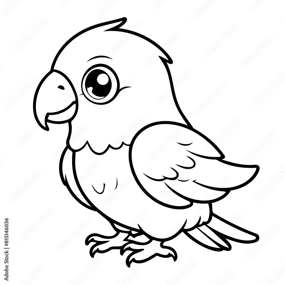 Simple vector illustration of Parrot hand drawn for kids page Simple vector illustration of Parrot hand drawn for kids page
