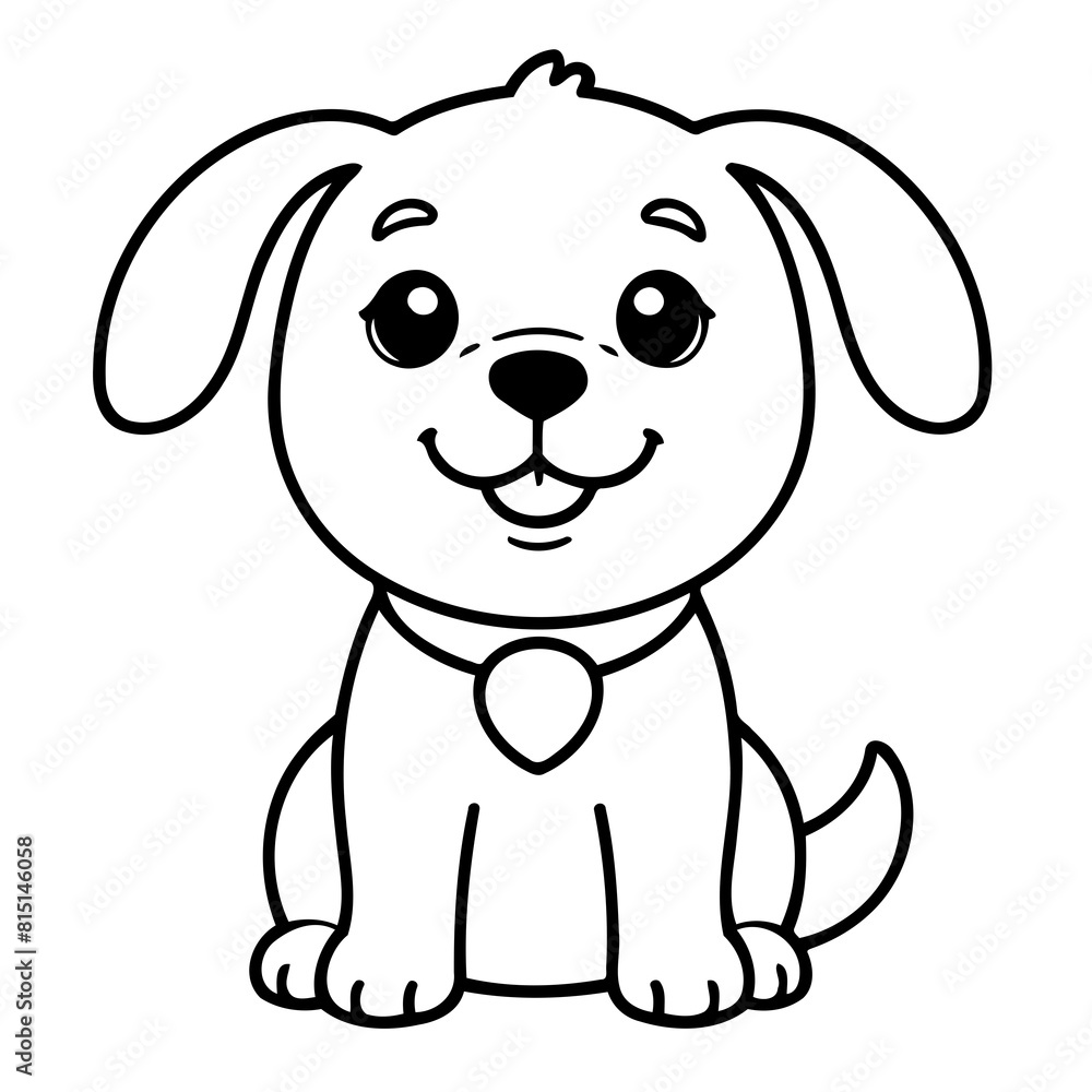 Simple vector illustration of Dog drawing for toddlers colouring page Simple vector illustration of Dog drawing for toddlers colouring page