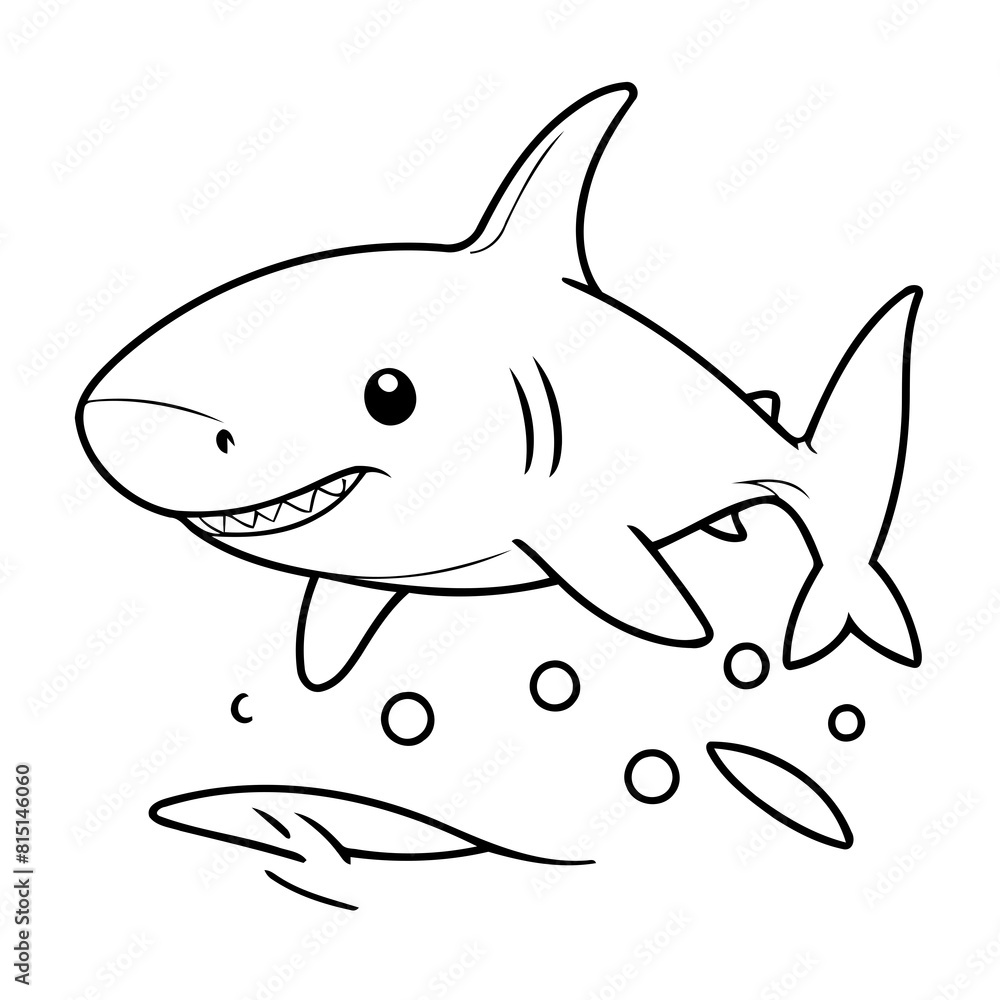 Simple vector illustration of Shark drawing for toddlers colouring page Simple vector illustration of Shark drawing for toddlers colouring page