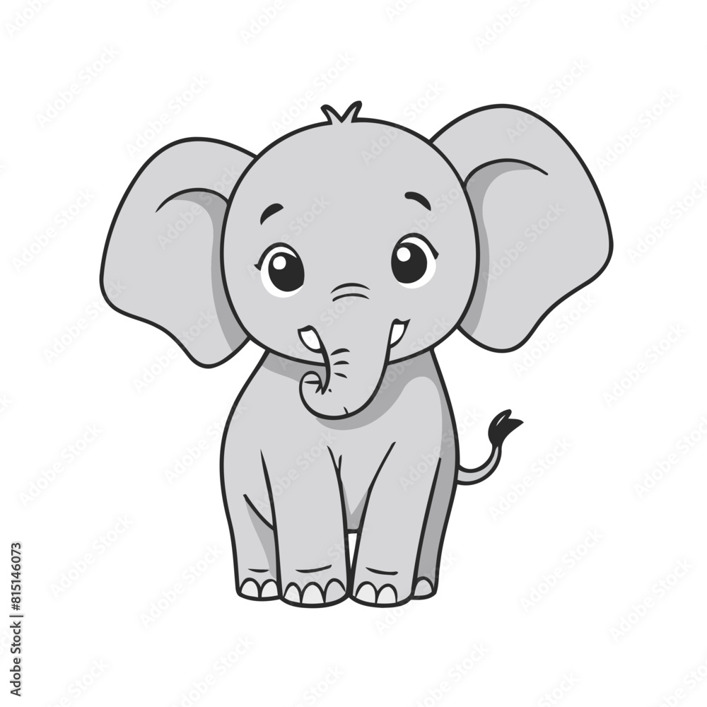 Obraz premium Cute vector illustration Elephant drawing for children page