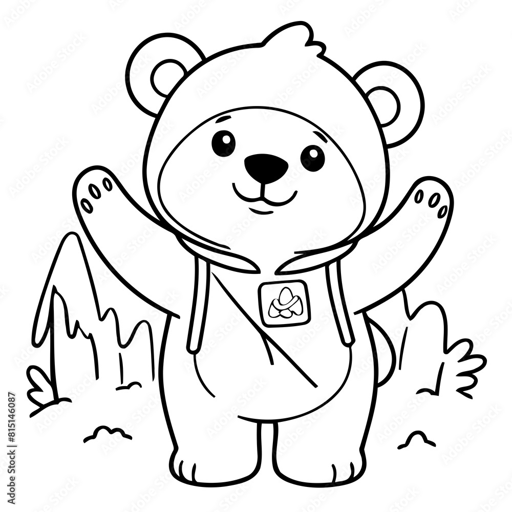 Vector illustration of a cute Bear drawing for colouring page Vector illustration of a cute Bear drawing for colouring page