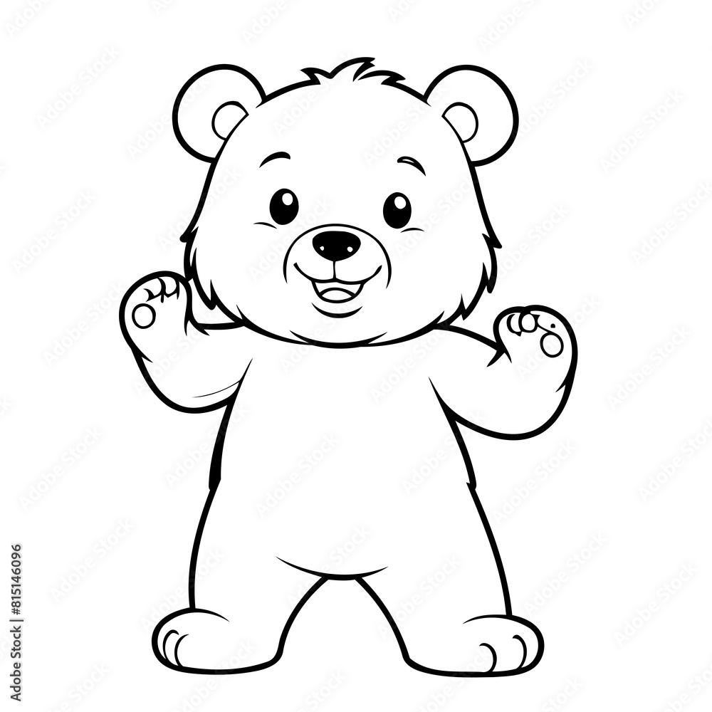 Fototapeta premium Simple vector illustration of Bear drawing for toddlers colouring page
