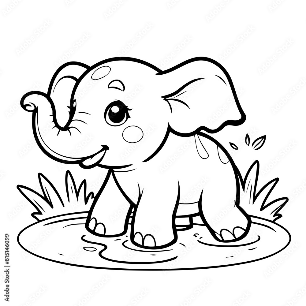 Fototapeta premium Simple vector illustration of Elephant for kids coloring page