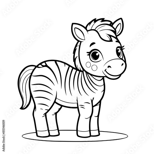 Cute vector illustration Zebra for children colouring activity