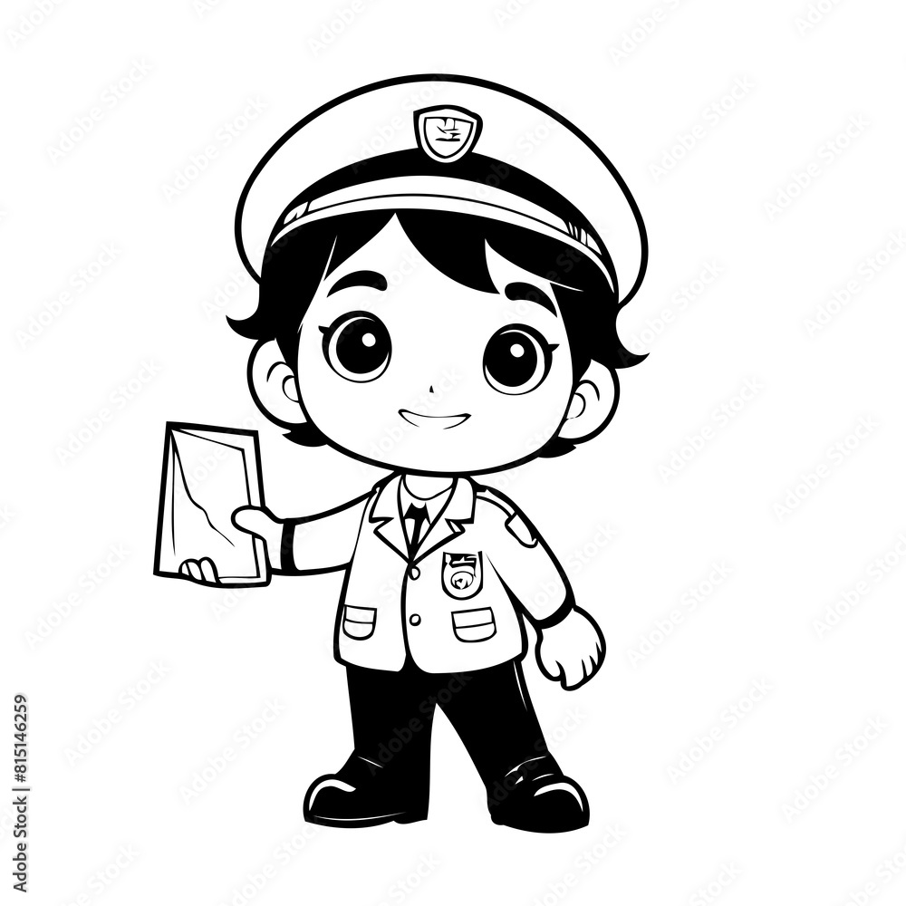 Cute vector illustration Mailman drawing for children page Cute vector illustration Mailman drawing for children page