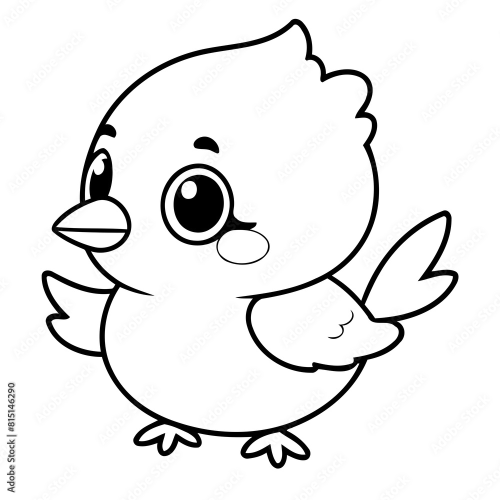 Vector illustration of a cute Kawaii drawing for toddlers coloring activity Vector illustration of a cute Kawaii drawing for toddlers coloring activity