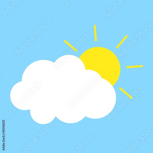 Sun with cloud on blue background