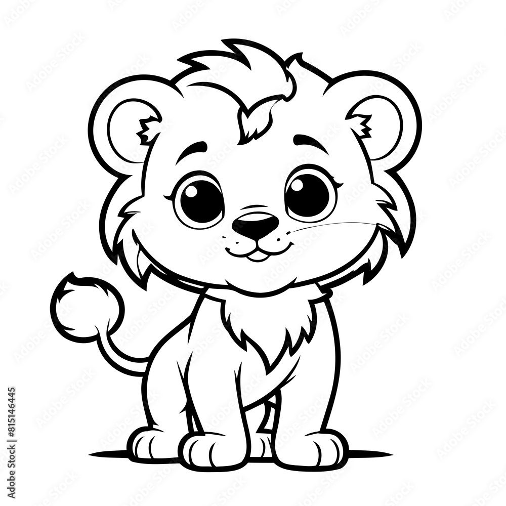 Cute vector illustration Lion doodle for toddlers colouring page Cute vector illustration Lion doodle for toddlers colouring page
