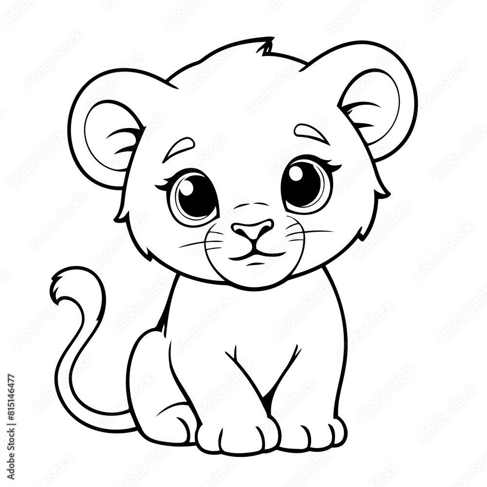 Simple vector illustration of Lion drawing for children page Simple vector illustration of Lion drawing for children page