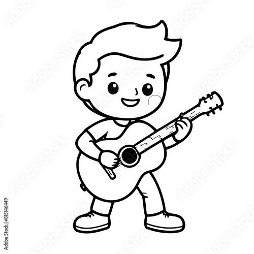 Simple vector illustration of Guitarist for kids coloring page