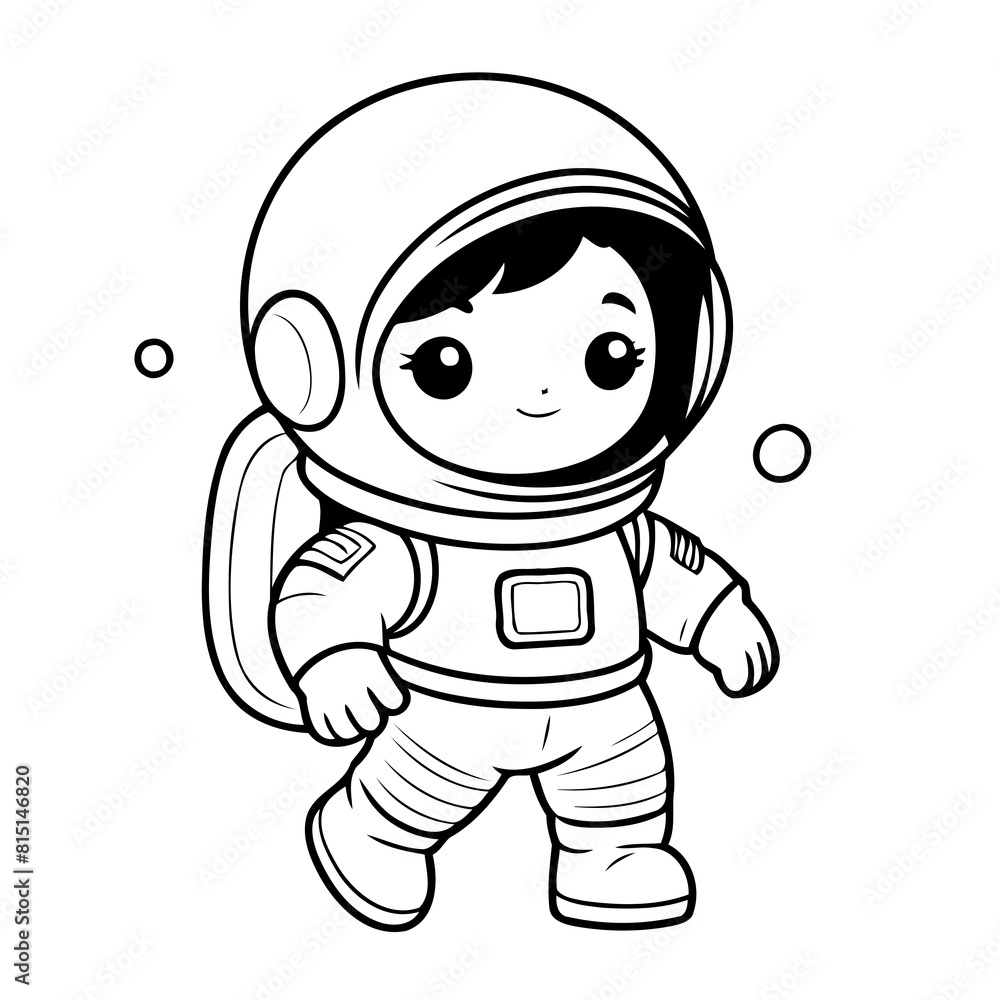 Cute vector illustration Astronaut drawing for toddlers colouring page Cute vector illustration Astronaut drawing for toddlers colouring page