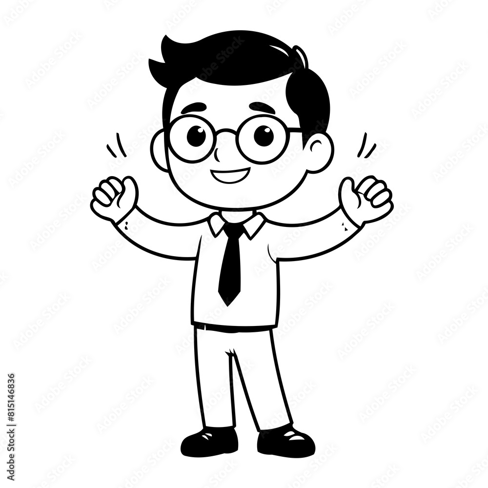 Vector illustration of a cute Business doodle for kids colouring page