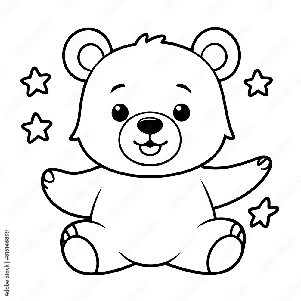 Simple vector illustration of Bear for kids colouring worksheet Simple vector illustration of Bear for kids colouring worksheet