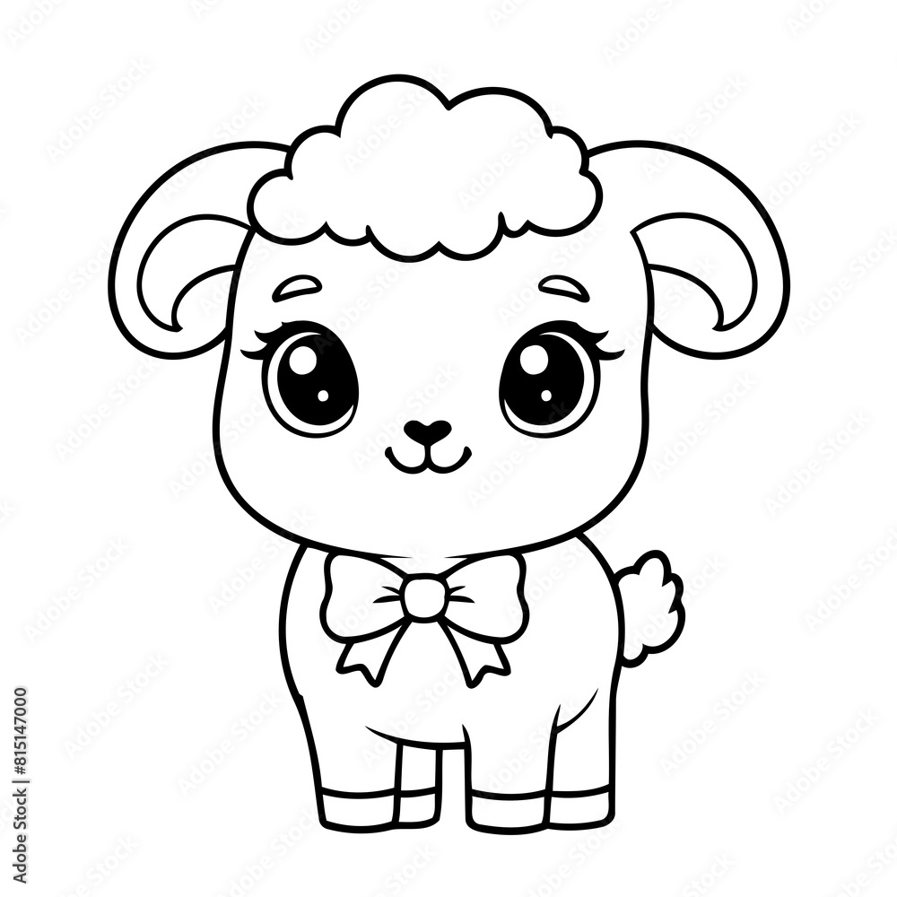Vector illustration of a cute Sheep doodle for kids coloring worksheet Vector illustration of a cute Sheep doodle for kids coloring worksheet