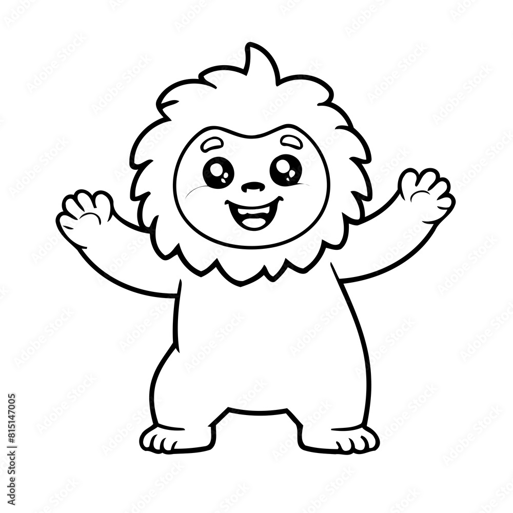 Obraz premium Vector illustration of a cute Yeti doodle for kids coloring worksheet