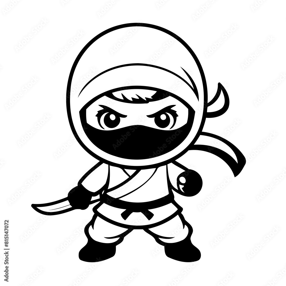 Obraz premium Simple vector illustration of Ninja drawing for children page