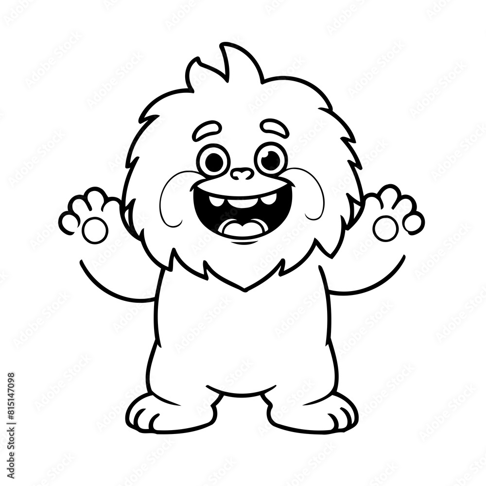 Obraz premium Cute vector illustration Yeti drawing for toddlers colouring page