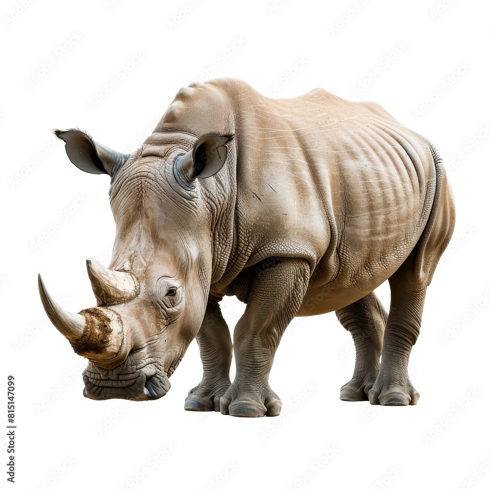 A rhino stands against a Png background, a Beaver Isolated on a whitePNG Background A rhino stands against a Png background, a Beaver Isolated on a whitePNG Background