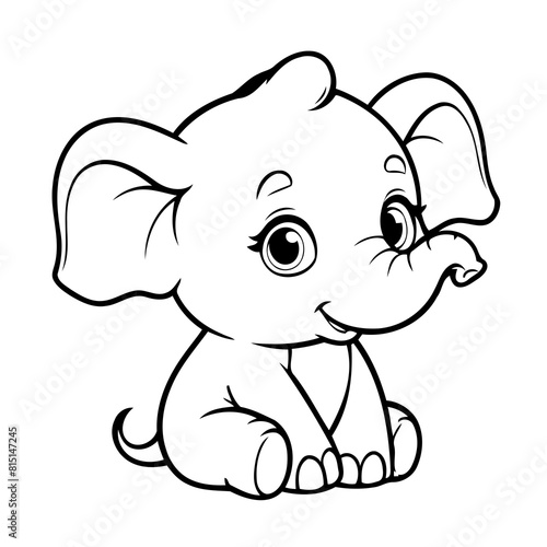 Simple vector illustration of Elephant drawing for toddlers book